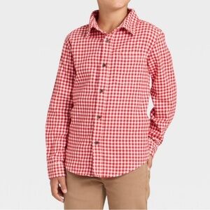 Boys' Long Sleeve Striped Plaid Flannel Button-Down Shirt - Cat & Jack™